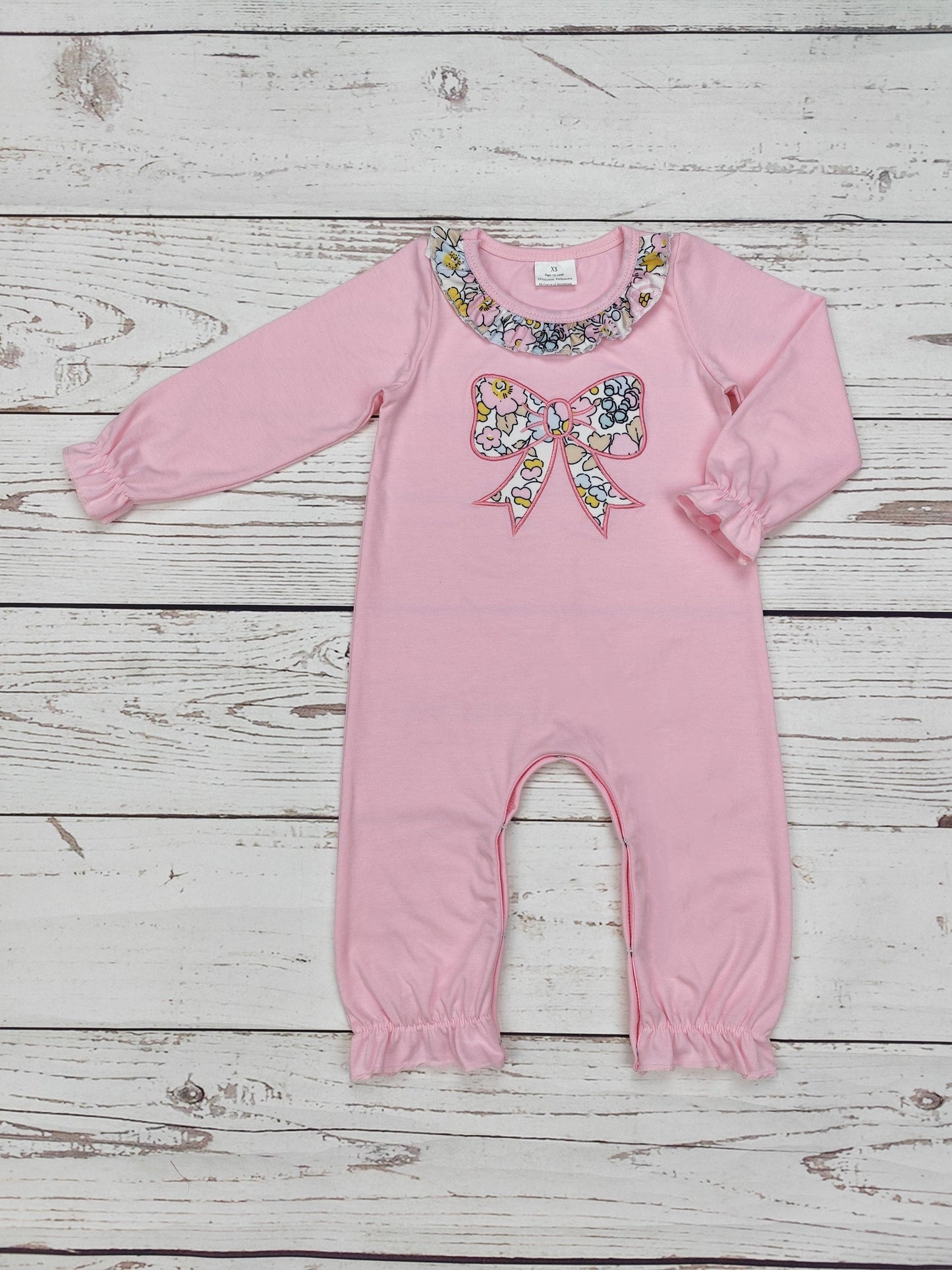 Floral Bow Zip-Up Onesie 🌸🎀