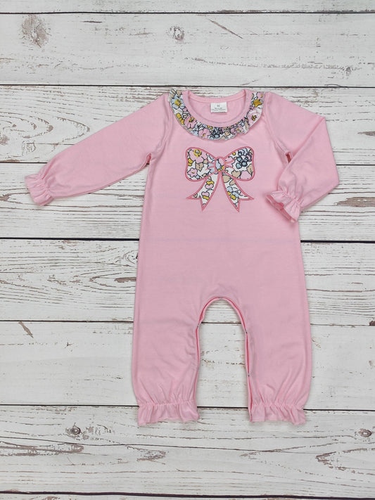 Floral Bow Zip-Up Onesie 🌸🎀